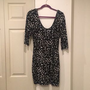 Black Glitter Leopard Print Party Dress